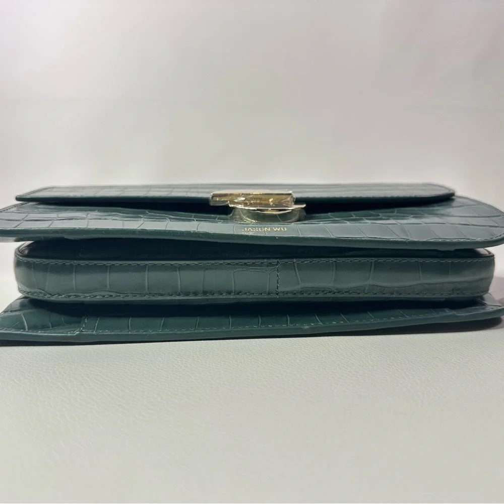 NEW JASON WU ORBIT SAGE LEAF GREEN LEATHER CROC EMBOSSED BAG AUTHENTIC - Picture 9 of 16